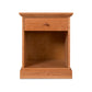 Lyndon Furniture New England Shaker 1-Drawer Enclosed Shelf Nightstand in cherry wood, highlighting its classic design and craftsmanship.