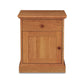 Lyndon Furniture New England Shaker 1-drawer nightstand with door, crafted from solid hardwood and featuring round wooden knobs.