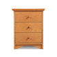 Lyndon Furniture New England Shaker 3-Drawer Nightstand with Arched Base, handcrafted in solid wood, featuring classic Shaker design and clean lines.