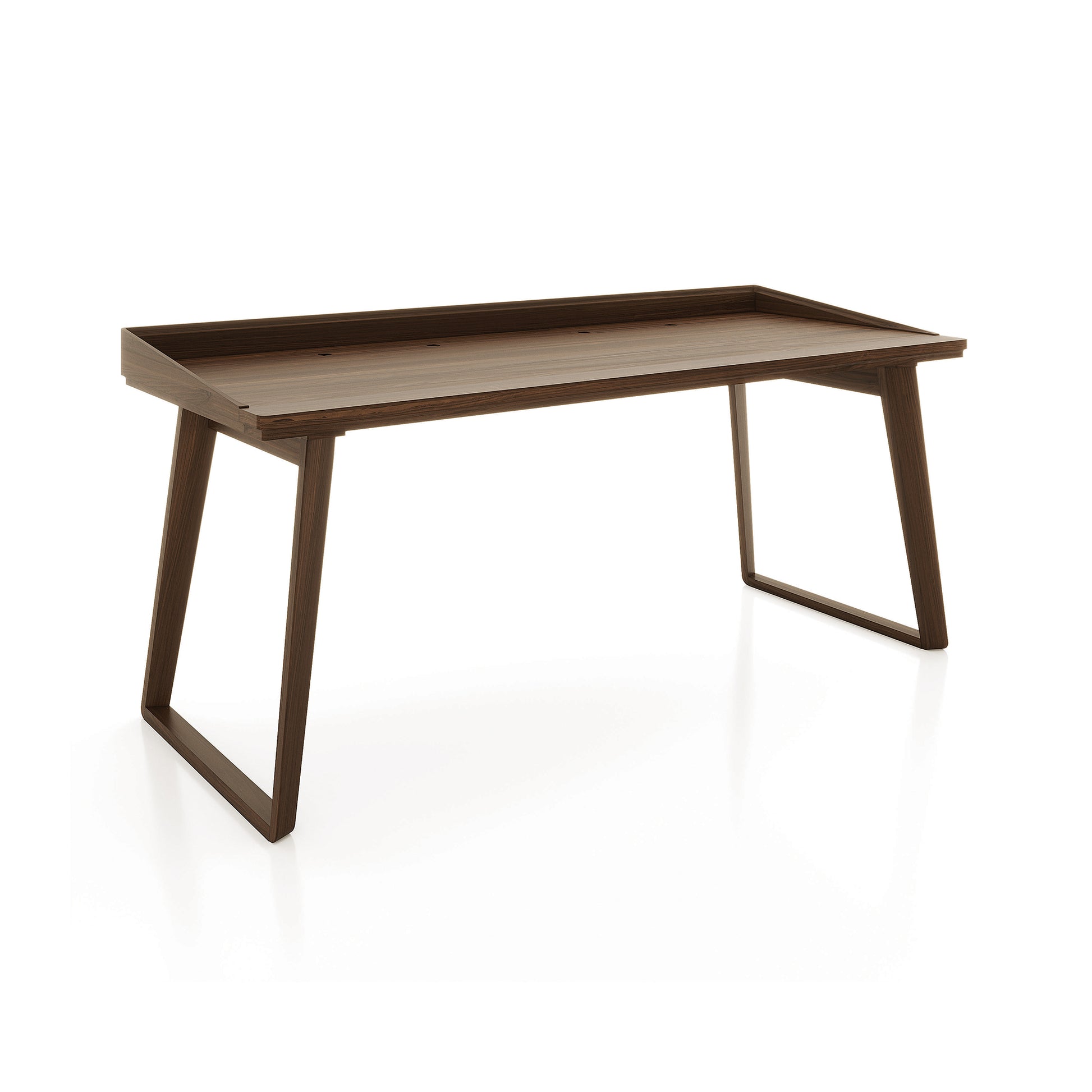 Odin Desk by Copeland Furniture in solid wood with angled legs and a raised edge, showcasing quality American craftsmanship.