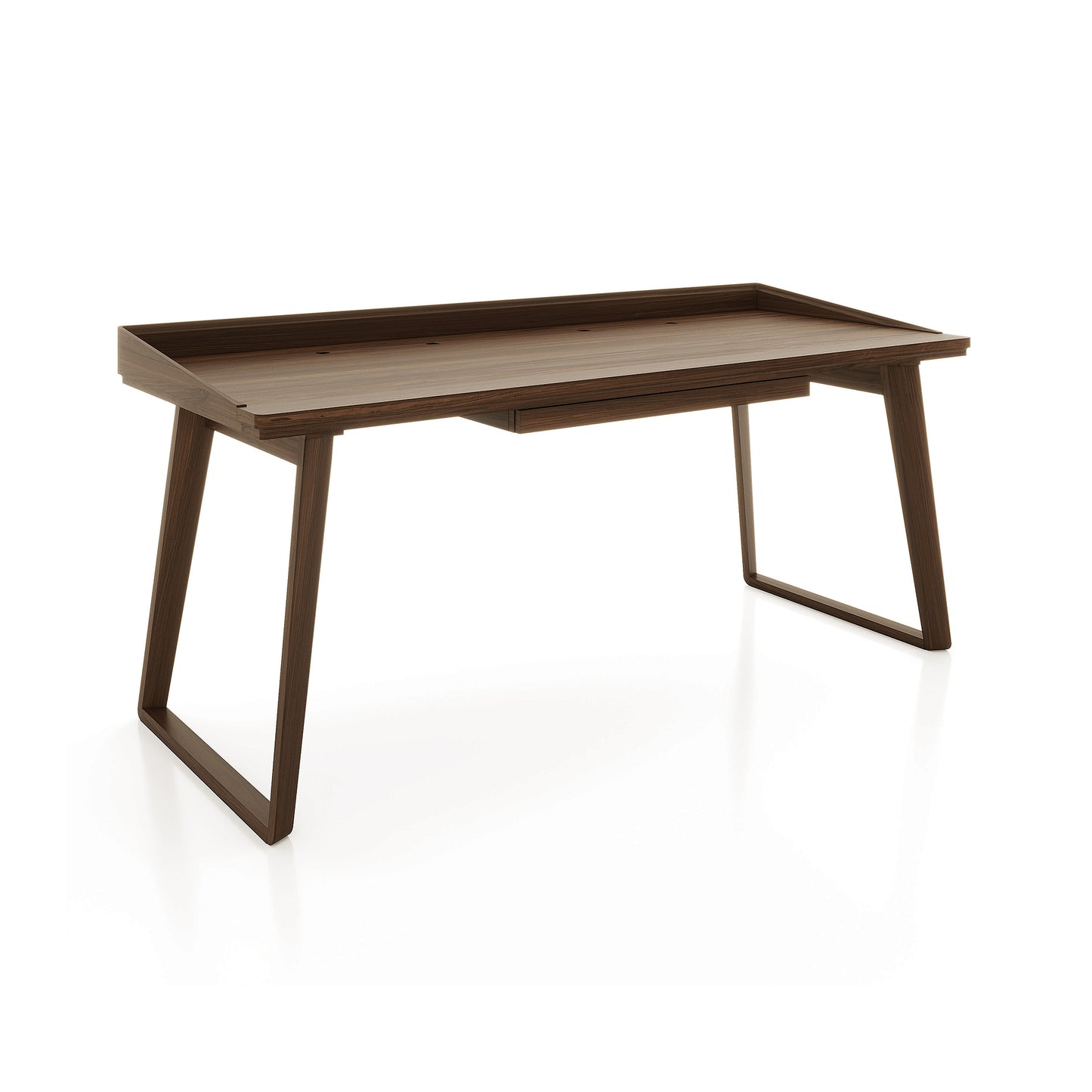 Odin Desk by Copeland Furniture in solid wood with angled legs and a raised edge, showcasing durable, American craftsmanship.