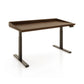 Copeland Furniture Odin Sit-Stand Desk with raised edge and black adjustable metal legs, expertly crafted in the USA.