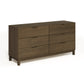 Oslo 6-Drawer Dresser by Copeland Furniture, featuring sleek design in solid oak with a dark brown finish.