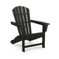 Black POLYWOOD Palm Coast Adirondack Chair with slatted back, wide armrests, and reclined seat.