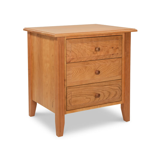Renfrew Shaker 3-Drawer Nightstand by Lyndon Furniture showcasing classic style with round knobs and tapered legs.