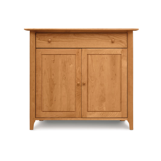 Copeland Furniture Sarah buffet with one drawer and two doors, showcasing clean lines and sleek, modern design.