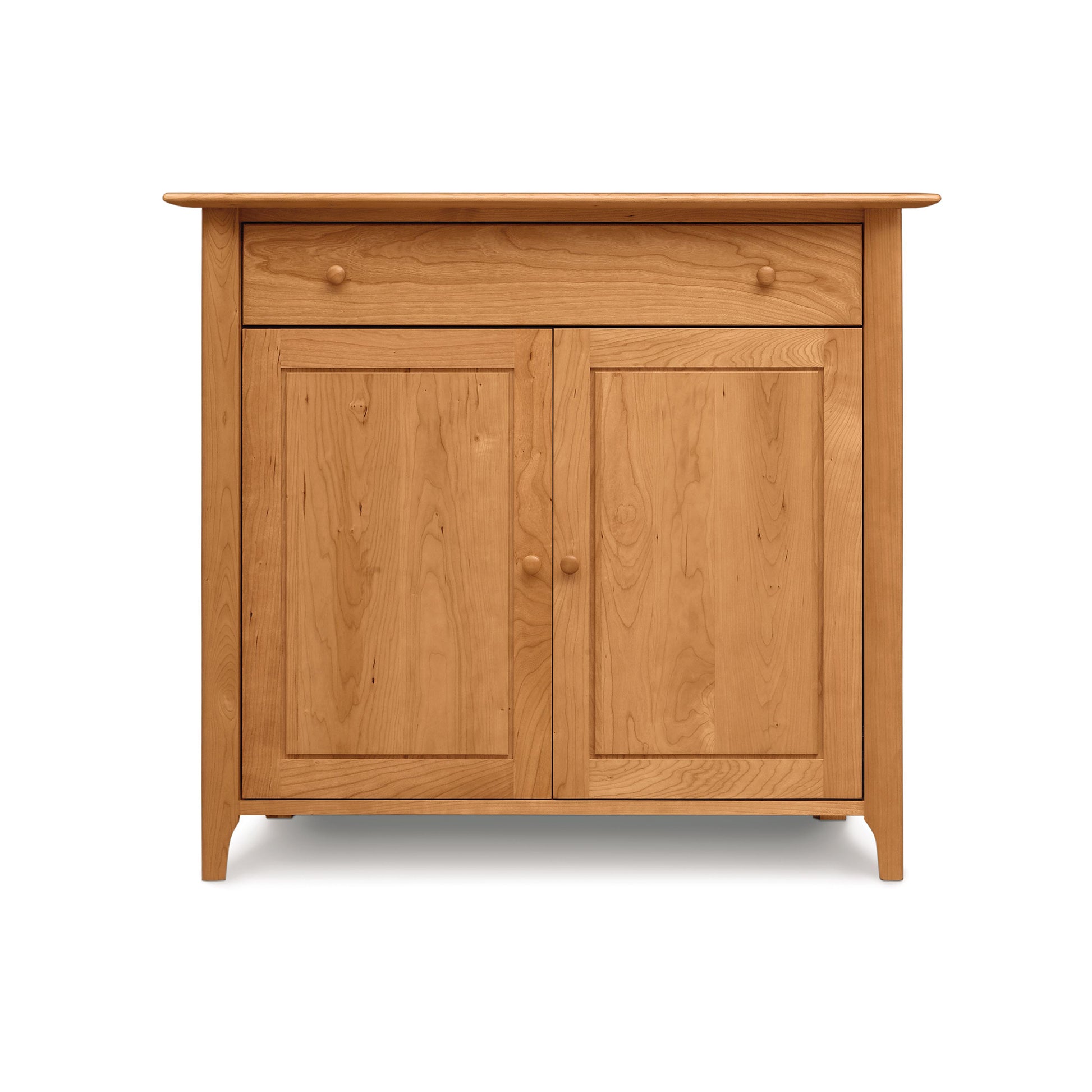 Copeland Furniture Sarah buffet with one drawer, two doors, round knobs, and a natural solid wood finish.