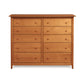 Sarah 10-Drawer Dresser by Copeland Furniture in Shaker-style design, crafted from eco-friendly wood with round knobs.