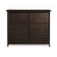 Shaker-style Sarah 10-drawer dresser by Copeland Furniture, crafted from eco-friendly wood with round knobs.