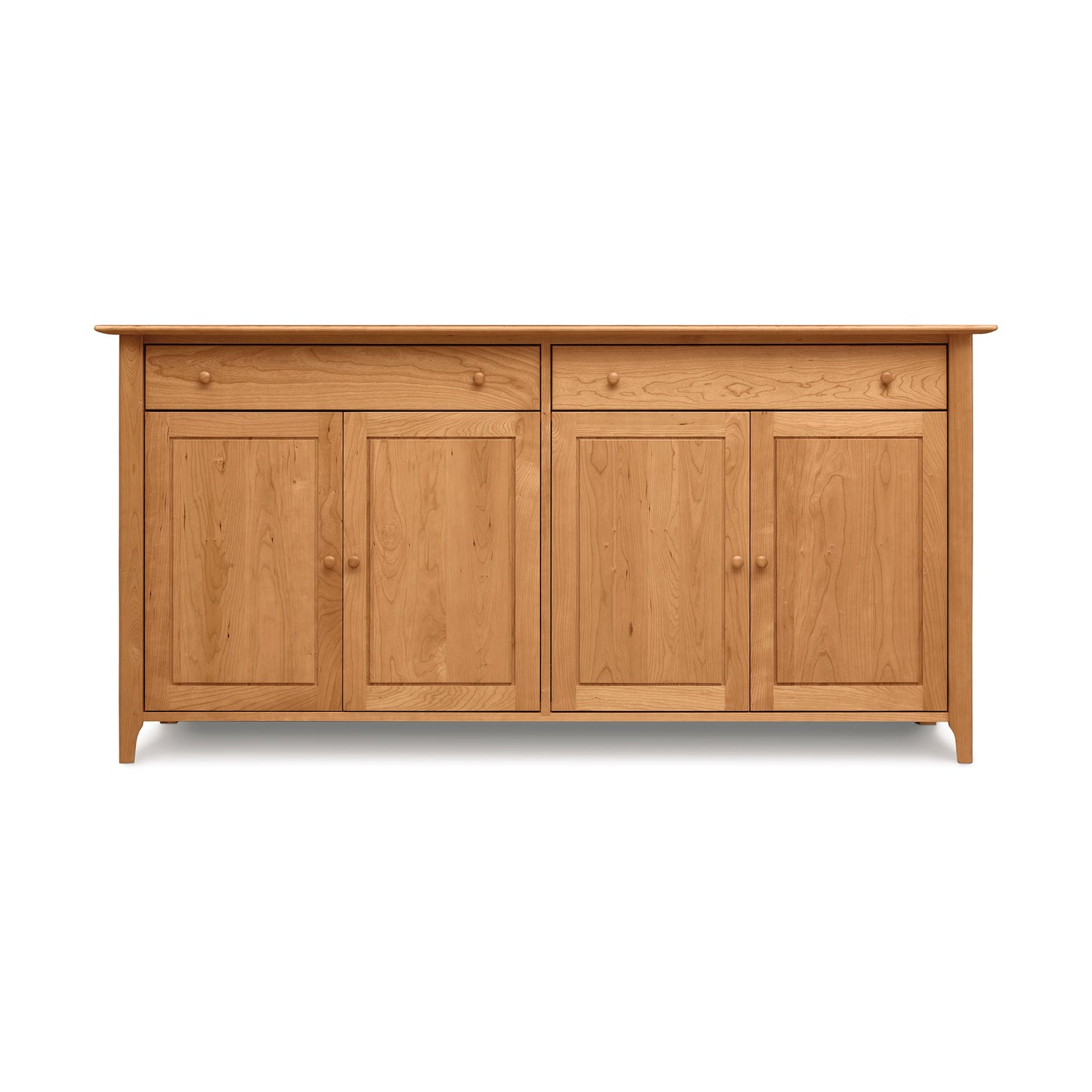 Sarah 2-Drawer, 4-Door Buffet by Copeland Furniture in a natural Shaker-inspired finish, highlighting clean lines and solid wood craftsmanship.