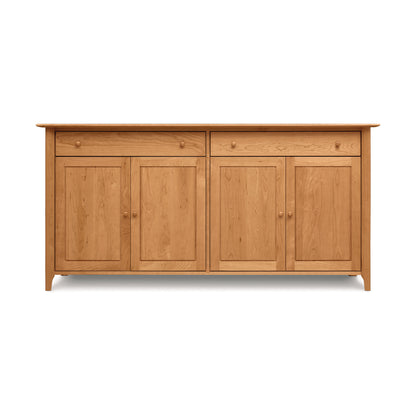 Sarah 2-Drawer, 4-Door Buffet by Copeland Furniture in a natural Shaker-inspired finish, highlighting clean lines and solid wood craftsmanship.
