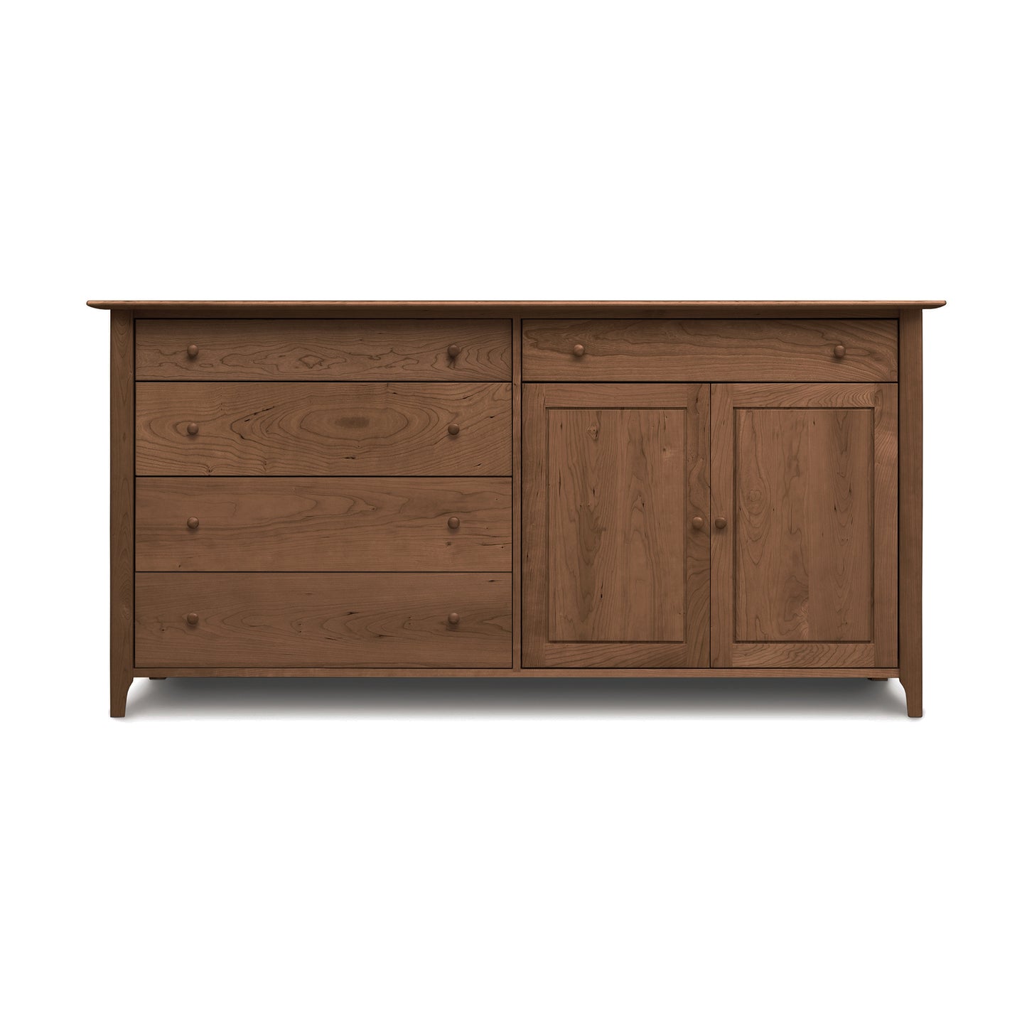 Copeland Furniture Sarah buffet with solid wood construction, two doors, and five drawers with round handles, showcasing elegant craftsmanship.