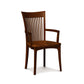 Sarah Shaker Chair by Copeland Furniture crafted in American cherry, showcasing its curved backrest and distinctive vertical slats, expertly handmade in the USA.