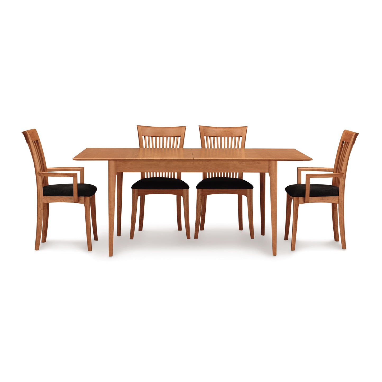 Copeland Furniture Sarah Shaker Tapered Leg Extension Table featuring classic Shaker design with elegant tapered legs and smooth wood finish.
