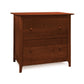 Copeland Furniture Sarah Lateral Filing Cabinet with two spacious drawers and round knobs, made from sustainably sourced wood.