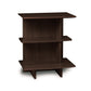 Sarah Open Shelf Nightstand by Copeland Furniture with dark wood finish and three shelves, made from sustainably harvested wood.
