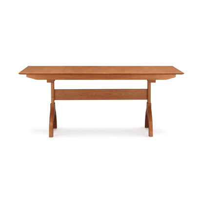 Copeland Furniture Sarah Shaker Trestle Extension Table in natural finish, featuring classic shaker design and sturdy trestle base.