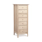 Tall Shaker-style Copeland Furniture Sarah Lingerie Chest in light cherry wood with seven drawers and small round knobs.