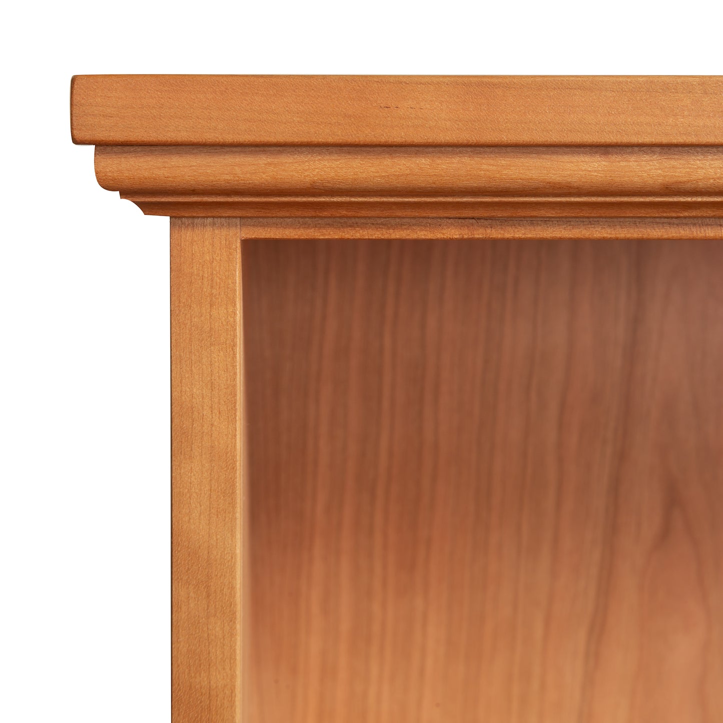 Lyndon Furniture Shaker Bookcase in light brown finish, highlighting fine Vermont hardwood grain and handcrafted American quality.