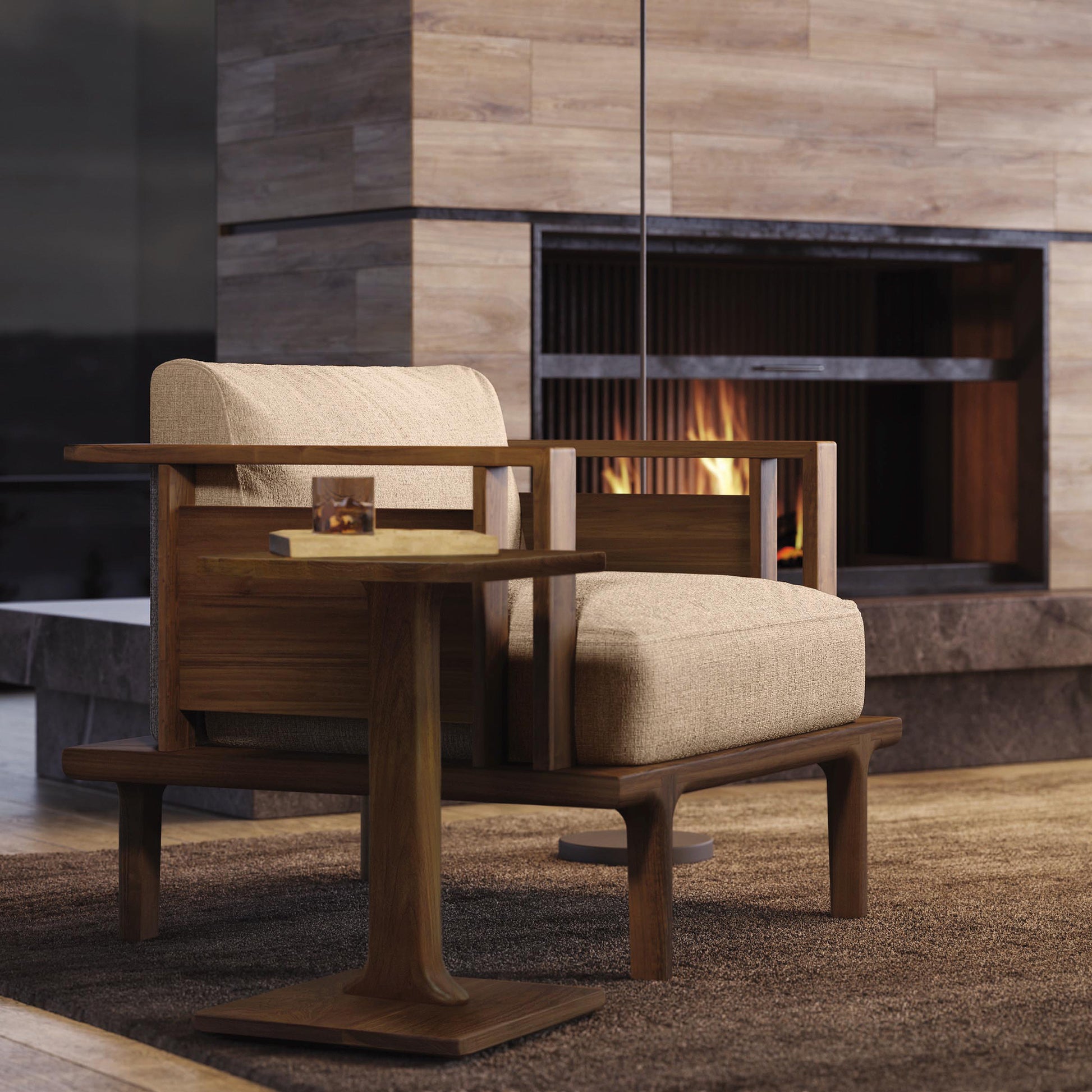 Copeland Furniture Sierra Chair Table in natural wood finish, showcasing its elegant, minimalist design and fine craftsmanship.