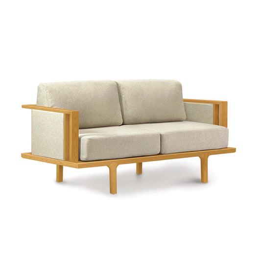 Sierra Loveseat by Copeland Furniture with plush upholstery, wooden frame, and dual cushions.