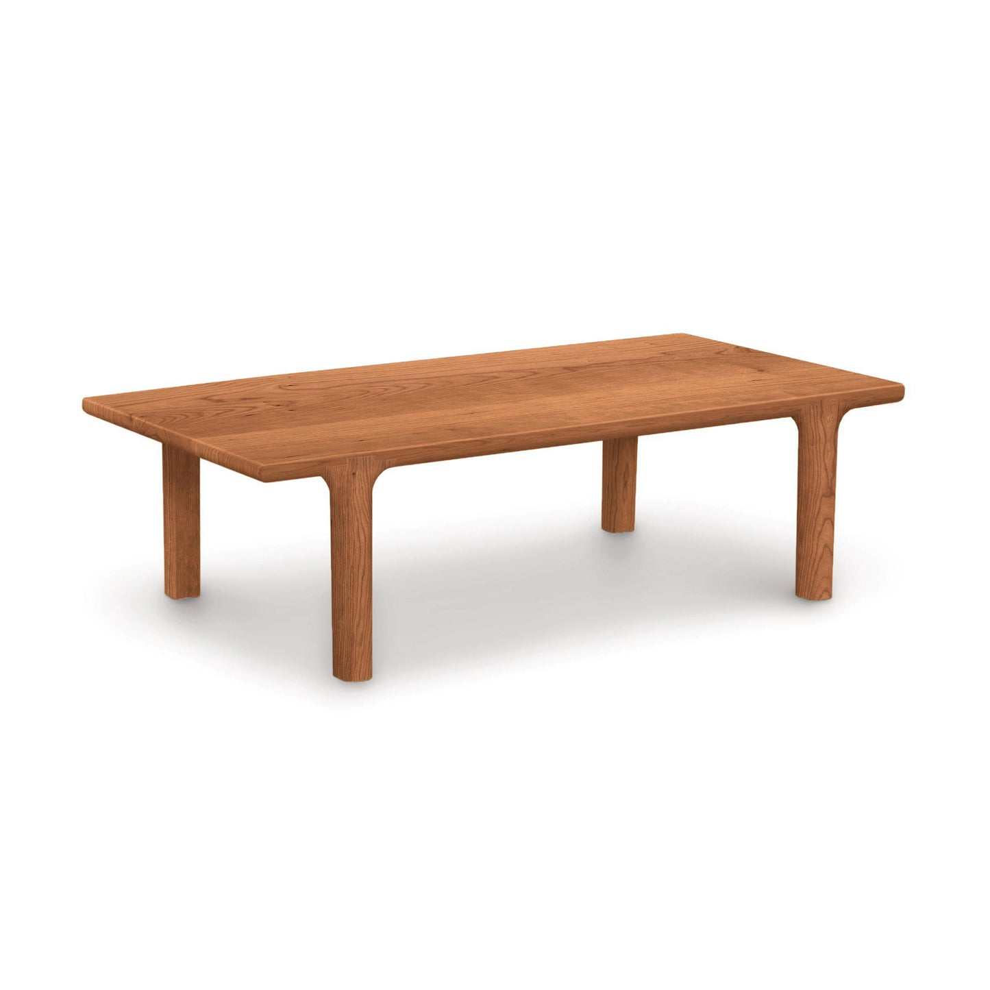 Sierra Rectangular Coffee Table by Copeland Furniture, showcasing rounded legs and customizable North American hardwood finish.