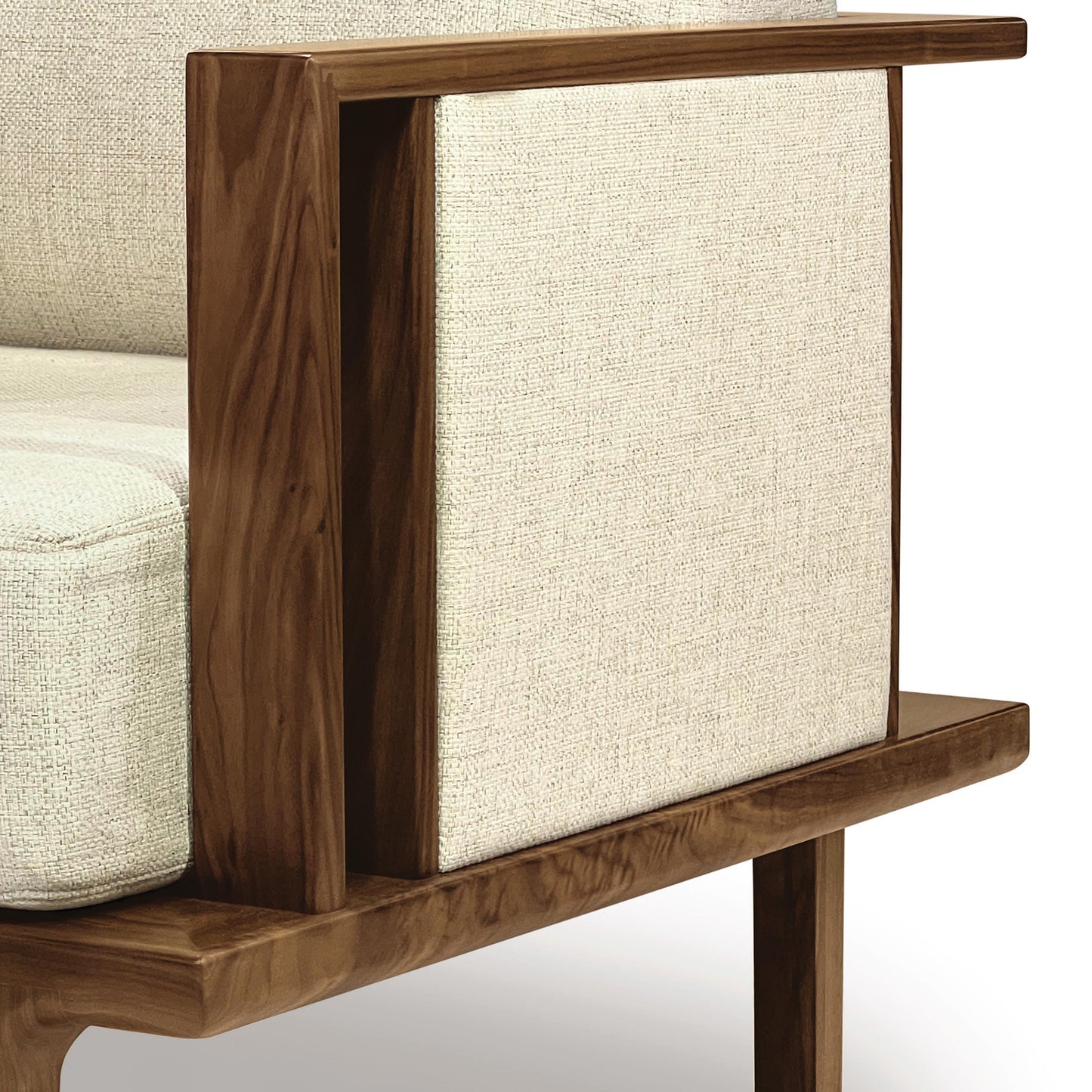 Sierra Upholstered Chair by Copeland Furniture, showcasing beige textured fabric and sleek wooden frame with clean lines.