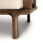 Copeland Furniture wooden bed frame with smooth, rounded legs and a beige mattress showcasing minimalist design.