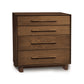 Sloane 4-Drawer Chest by Copeland Furniture in natural American hardwood with sleek handles, ideal for modern bedrooms.