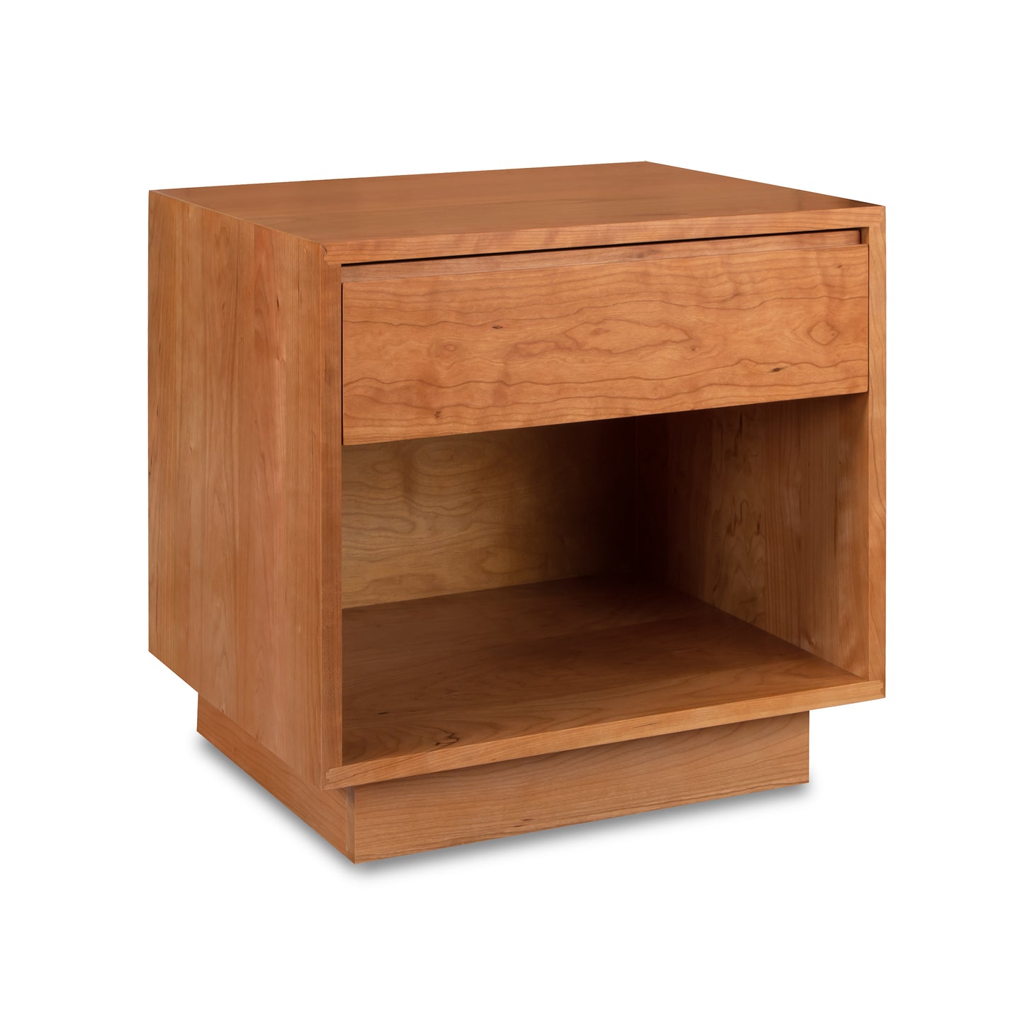 Sutton 1-Drawer Enclosed Shelf Nightstand by Lyndon Furniture featuring a sleek wood design with a single drawer and enclosed shelf.