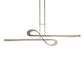 Modern Switchback Pendant by Hubbardton Forge with twisted metallic design and twin long horizontal LED elements.