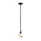 Black matte Twining Leaf Mini Pendant by Hubbardton Forge featuring a Sylvan design white shade with delicate leaf accents.