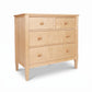 Vermont Shaker 4-Drawer Chest by Maple Corner Woodworks crafted in maple, showcasing fine American craftsmanship and clean Shaker lines.