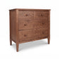 Vermont Shaker 4-Drawer Chest by Maple Corner Woodworks in solid cherry, with round knobs and four straight legs, handcrafted in the USA.
