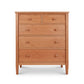 Handcrafted Vermont Shaker 5-Drawer Chest by Maple Corner Woodworks, solid wood dresser with round wooden knobs, featuring two small upper drawers and three larger lower drawers for ample storage.