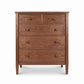 Vermont Shaker 5-Drawer Chest by Maple Corner Woodworks with two small and three large drawers, round knobs, solid wood construction.