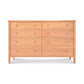 Vermont Shaker 8-Drawer Dresser by Maple Corner Woodworks featuring solid hardwood construction, round knobs, and a natural finish.