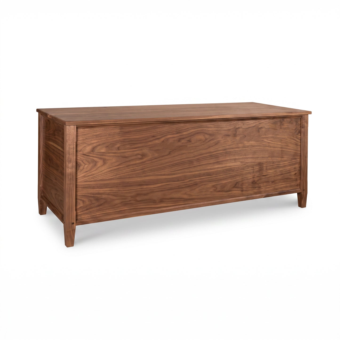 Vermont Shaker Blanket Chest by Maple Corner Woodworks with rich wood grain, smooth lid, and classic eco-friendly craftsmanship; American made.