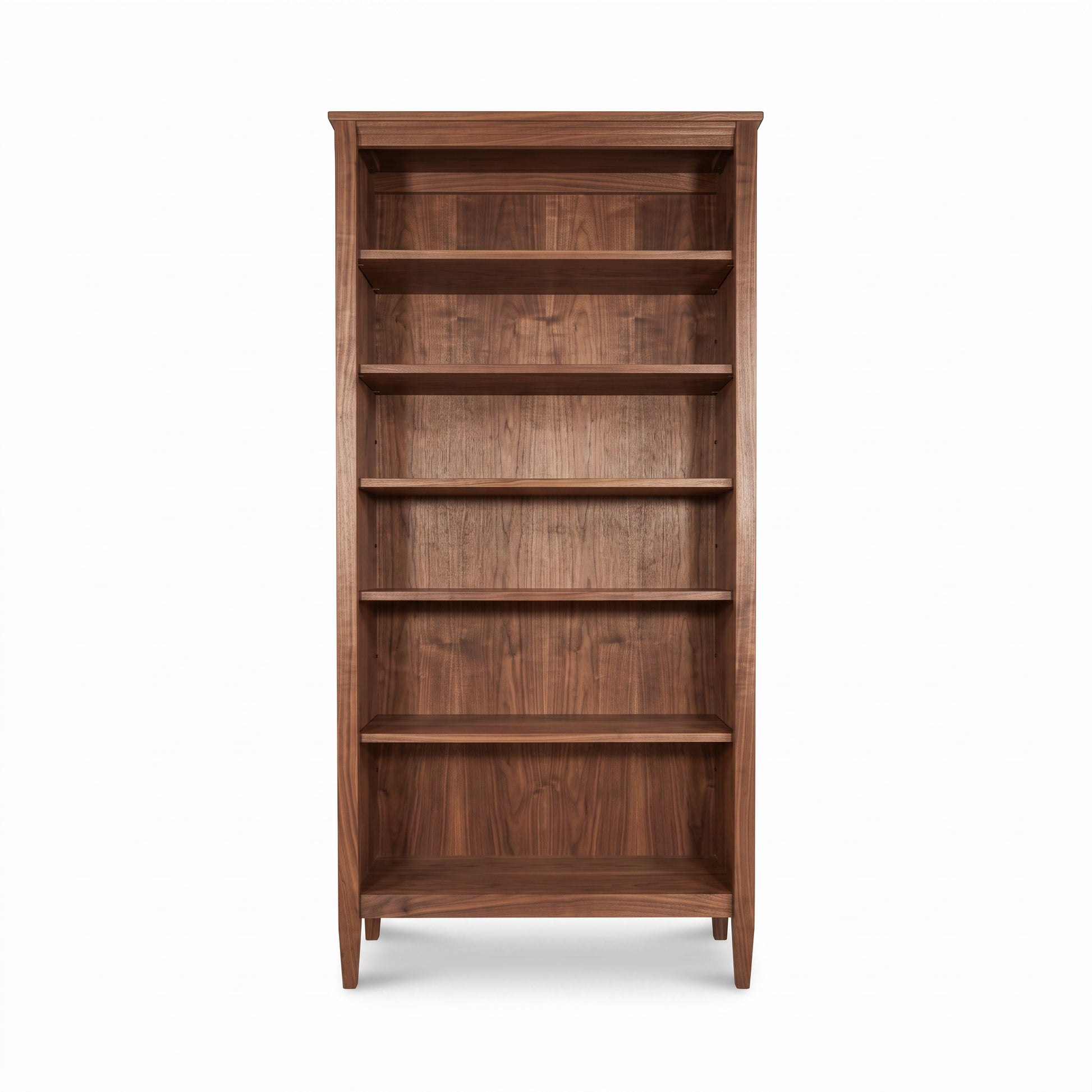 Vermont Shaker Bookcase by Maple Corner Woodworks featuring five spacious shelves, expertly crafted from sustainable American hardwoods.