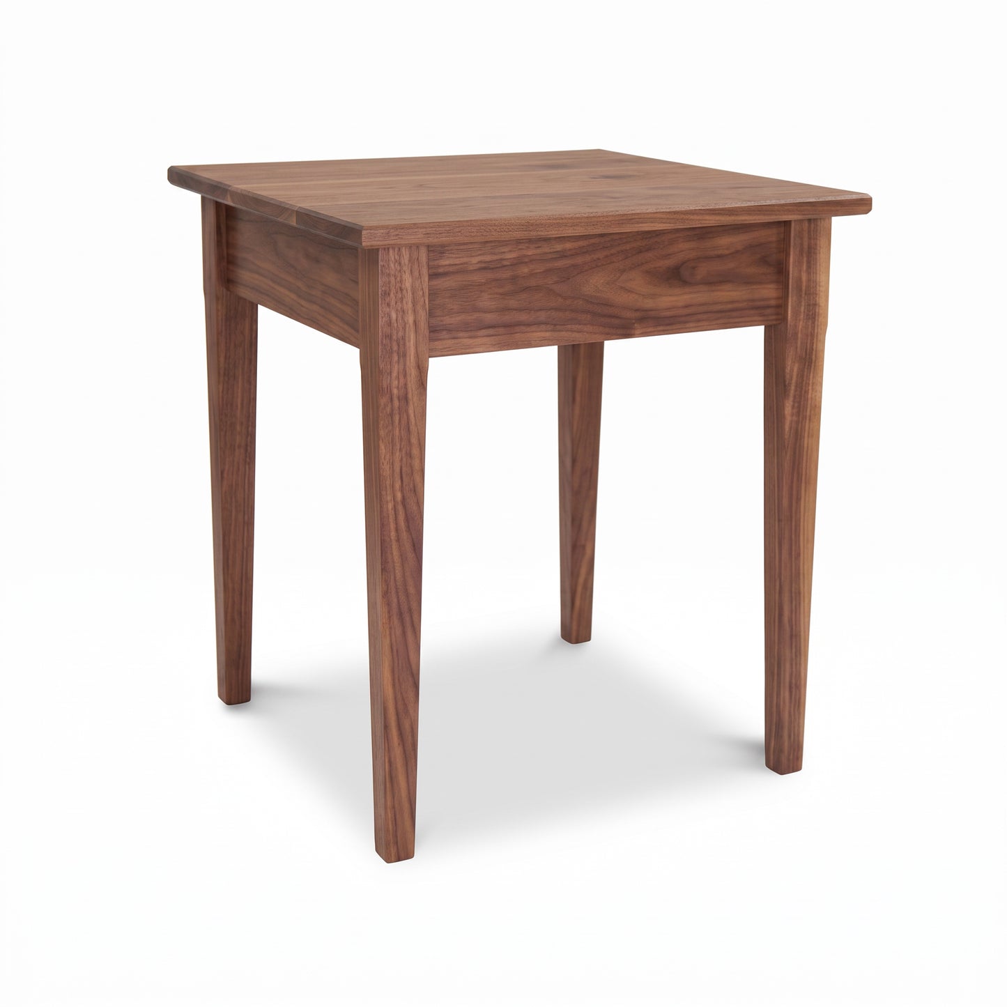 Vermont Shaker End Table by Maple Corner Woodworks features clean lines and sturdy straight legs, highlighting expert American craftsmanship.