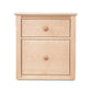 Vermont Shaker-style two-drawer nightstand in maple wood, crafted by Maple Corner Woodworks, highlighting quality American craftsmanship.