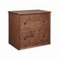 Vermont Shaker File Cabinet by Maple Corner Woodworks with two wooden drawers and round handles, highlighting elegant craftsmanship.