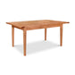 Vermont Shaker Harvest Extension Dining Table by Maple Corner Woodworks features classic straight legs and beautiful wood craftsmanship.