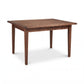 Maple Corner Woodworks Vermont Shaker Solid Top Harvest Table in dark brown finish, handcrafted American hardwood dining table.