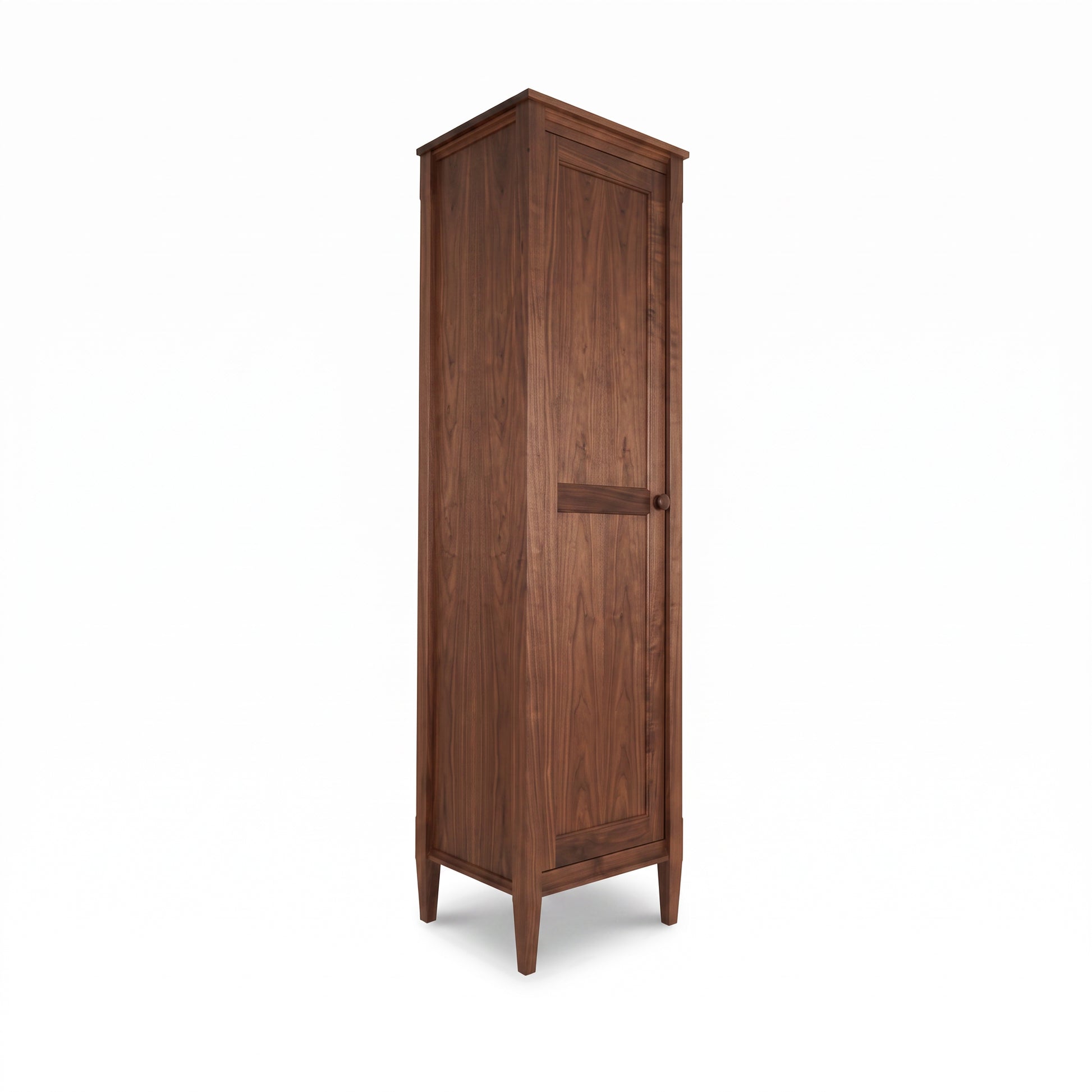 Vermont Shaker Narrow Bookcase with Mirror by Maple Corner Woodworks, featuring elegant four-leg design and handcrafted hardwood construction.