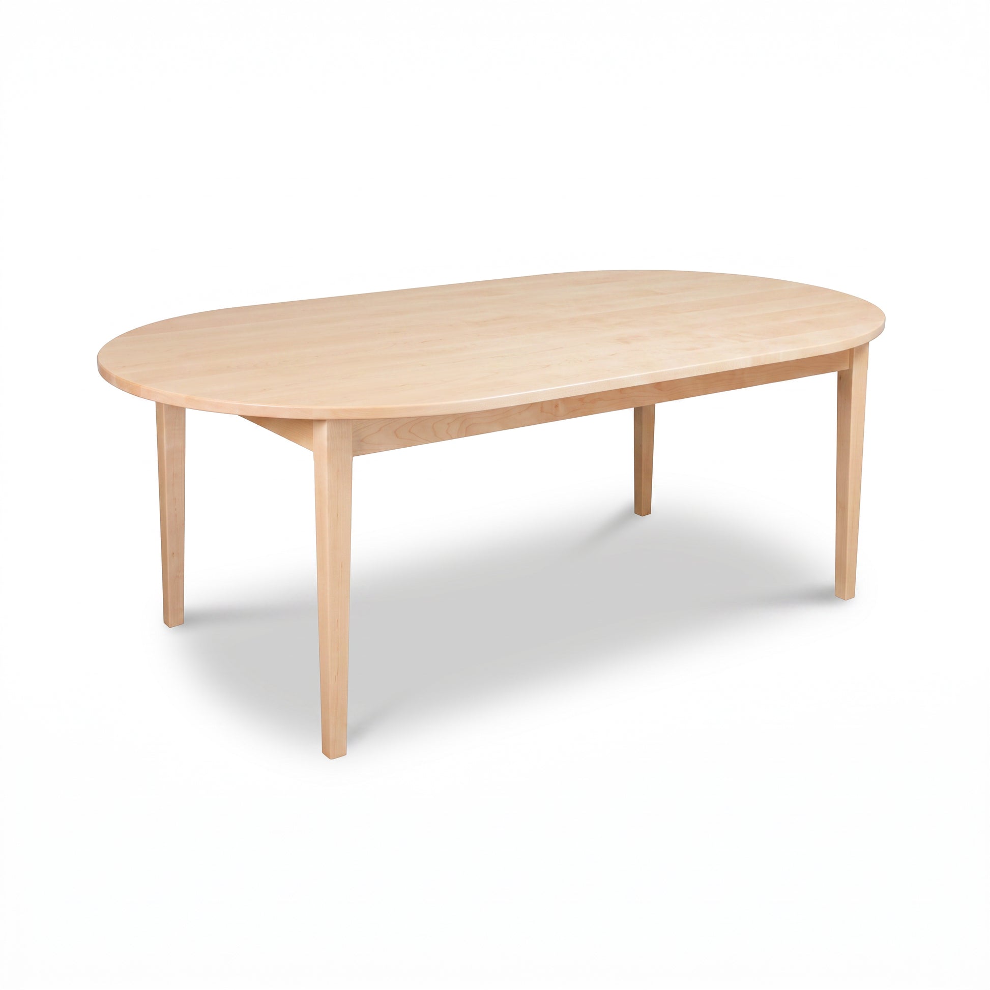 Vermont Shaker Oval Solid Top Dining Table by Maple Corner Woodworks, handcrafted from solid wood, expertly made in Vermont.