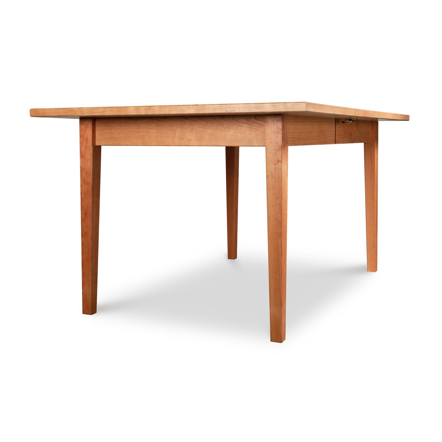 Vermont Shaker Rectangular Extension Dining Table handcrafted by Maple Corner Woodworks, American made solid wood with classic Shaker design.