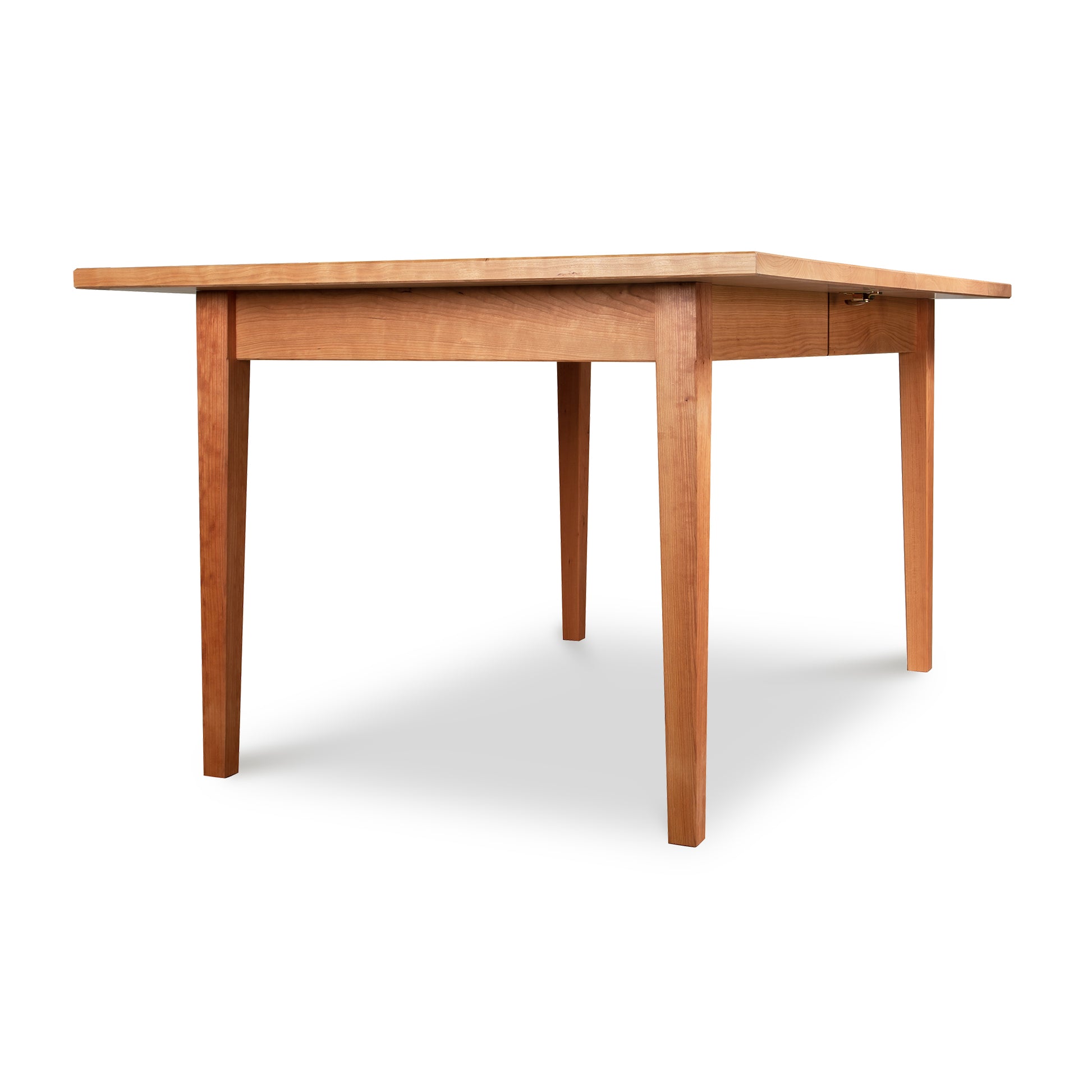 Vermont Shaker Rectangular Extension Dining Table handcrafted by Maple Corner Woodworks, American made solid wood with classic Shaker design.