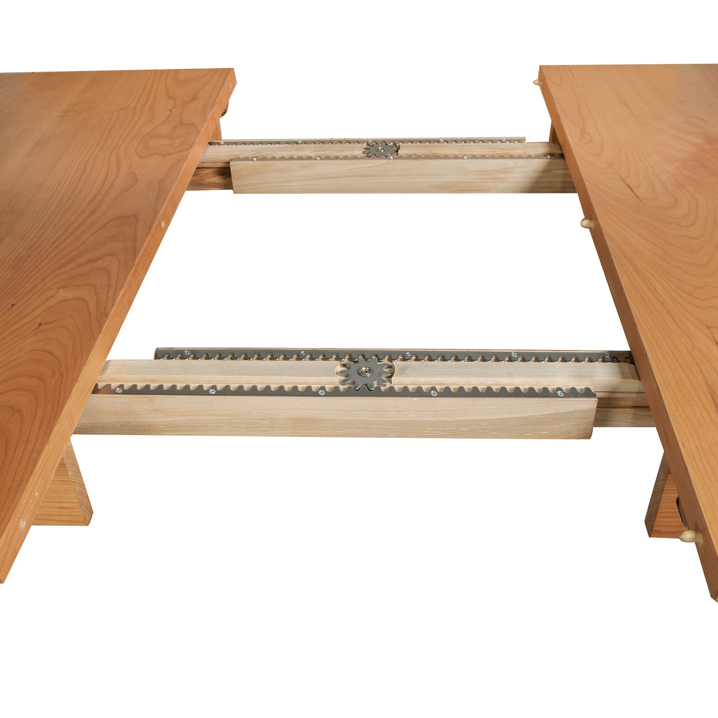Vermont Shaker Rectangular Extension Dining Table by Maple Corner Woodworks in solid wood with metal gear extension, handcrafted American furniture.