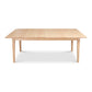 Vermont Shaker Rectangular Extension Dining Table by Maple Corner Woodworks with center seam and four legs, crafted in solid wood.